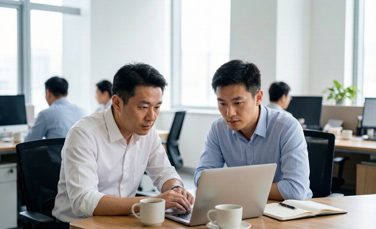 FDE前线部署专家与企业团队现场沟通,共同查看增长数据
