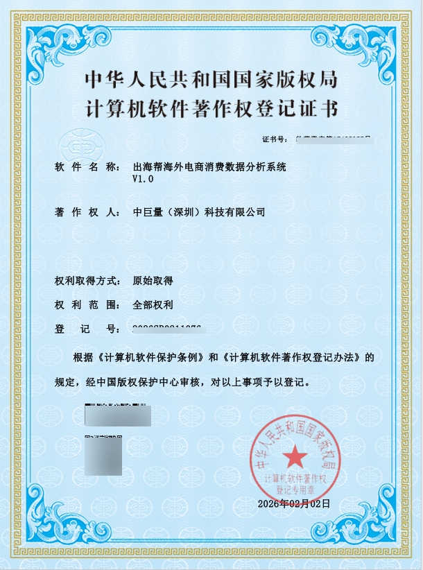中巨量海外电商消费数据分析系统 V1.0